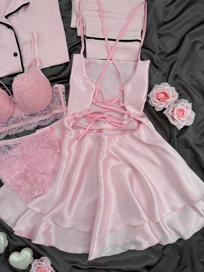 Pembe Love Dream 5li Kadın Çeyiz Seti 