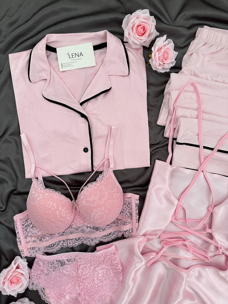 Pembe Love Dream 5li Kadın Çeyiz Seti 