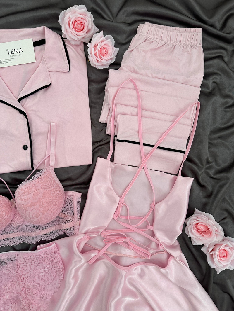 Pembe Love Dream 5li Kadın Çeyiz Seti 