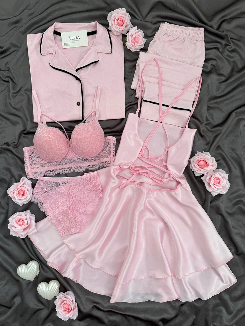 Pembe Love Dream 5li Kadın Çeyiz Seti 