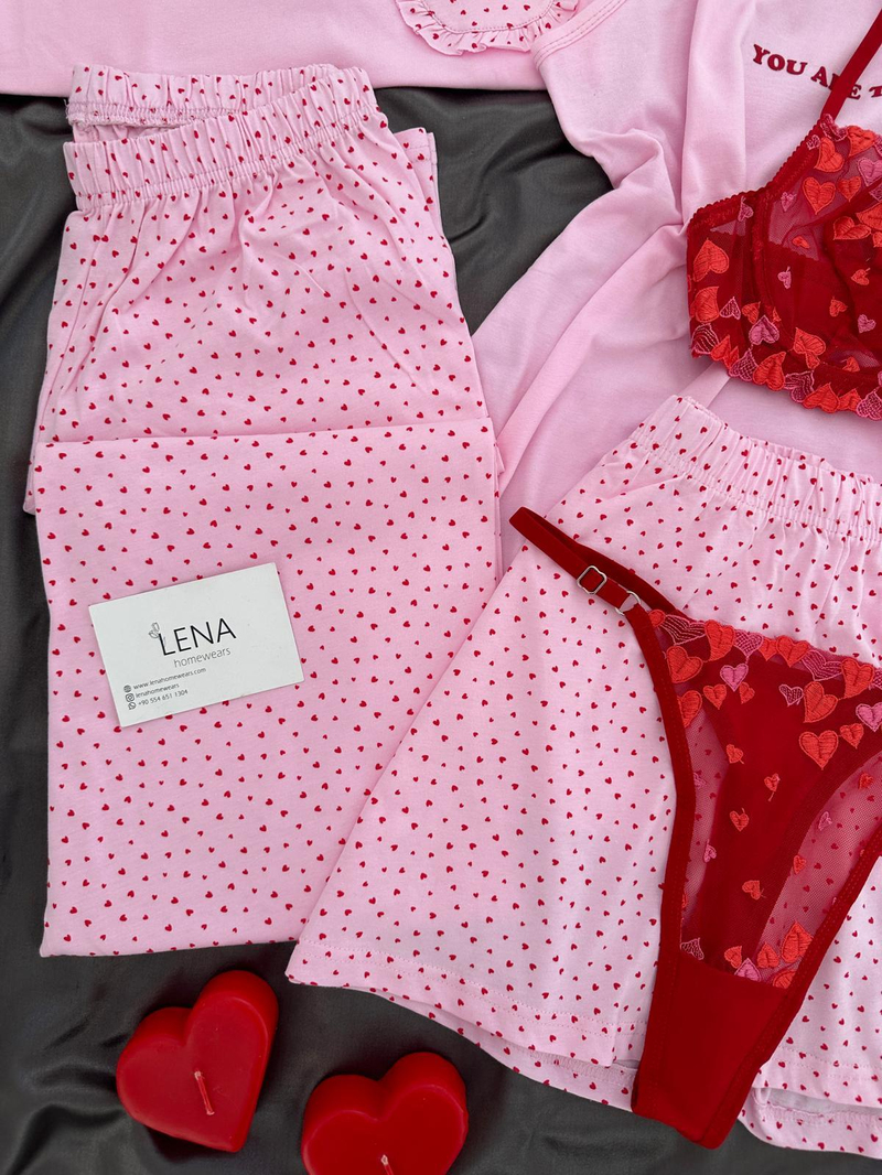 Pembe Spring 6lı Kısa Kollu Pijama Takımı