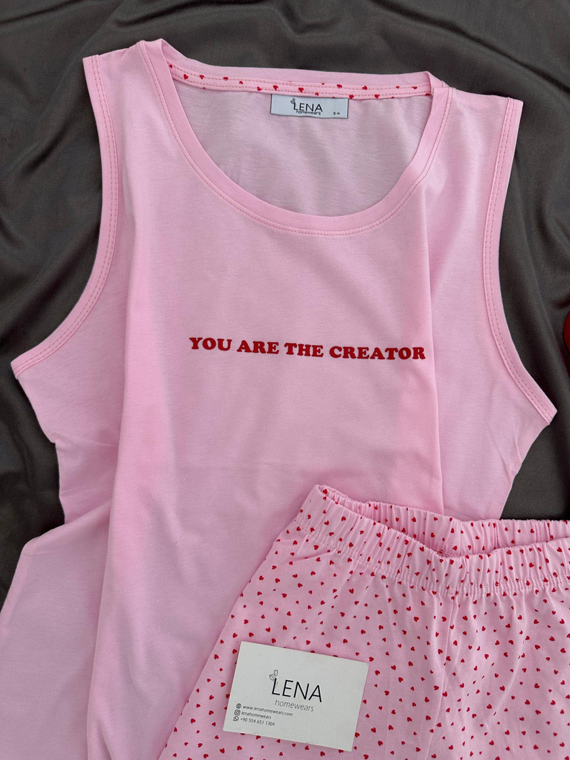 Pembe Spring Şortlu Pijama Takımı