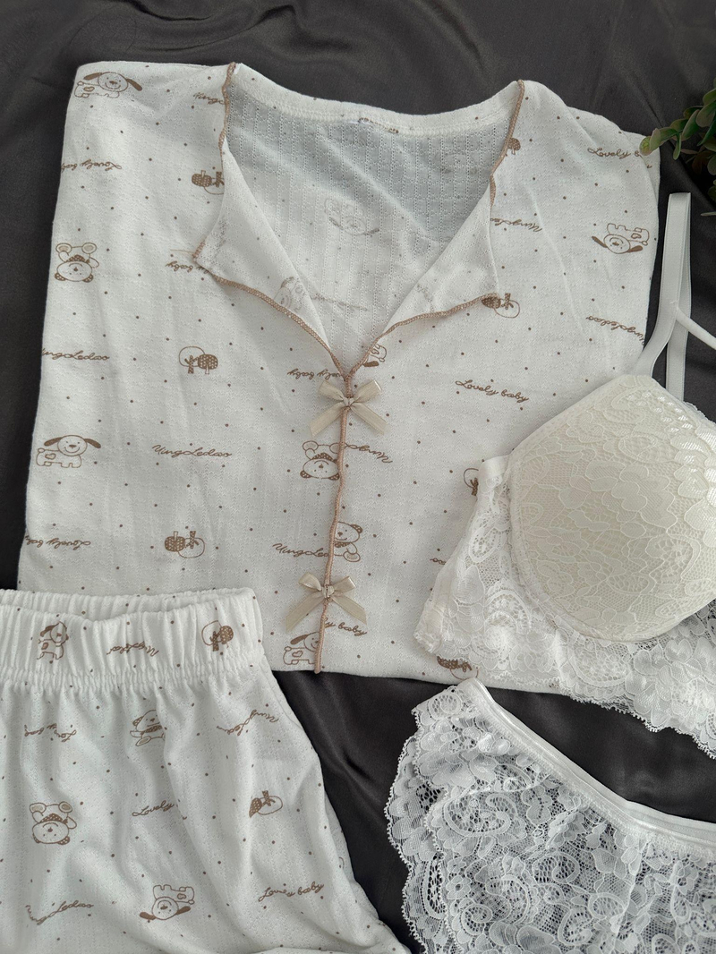 Pureks Lovely Tedy İç çamaşırlı Şortlu Pijama Takım
