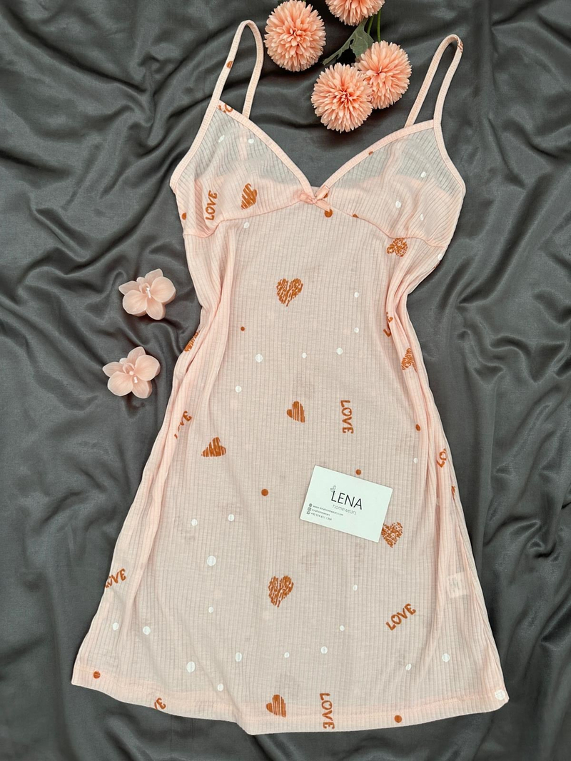 Somon Love Raporlu Gecelik Pijama Takımı