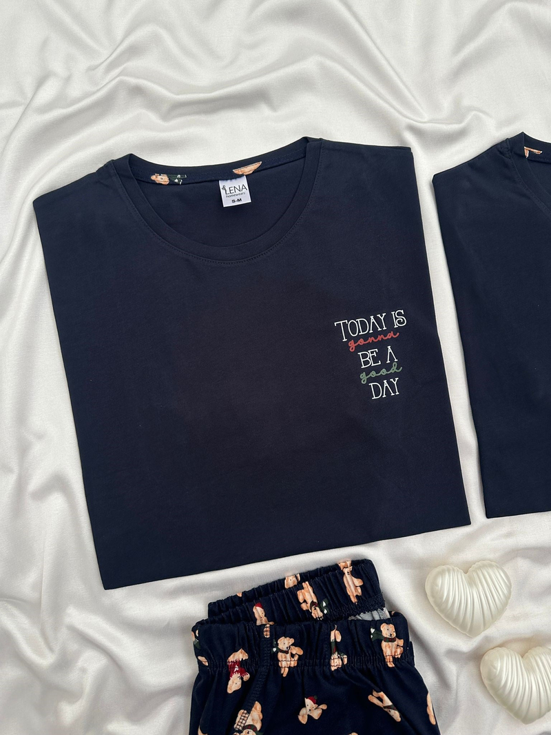 Tatlı Bear Çift Pijama Seti