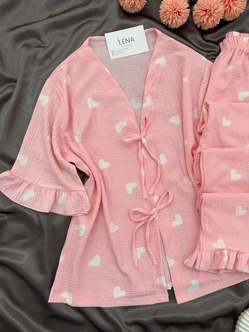 Twity Somon Kalp Bürümcük Pijama Takımı