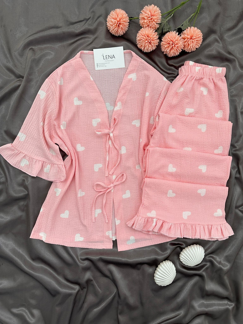 Twity Somon Kalp Bürümcük Pijama Takımı
