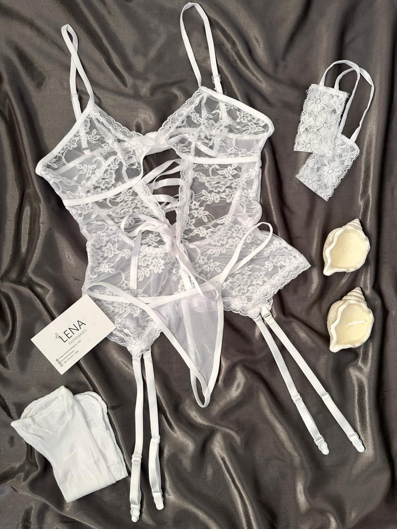 White Romantik Jartiyer Seti