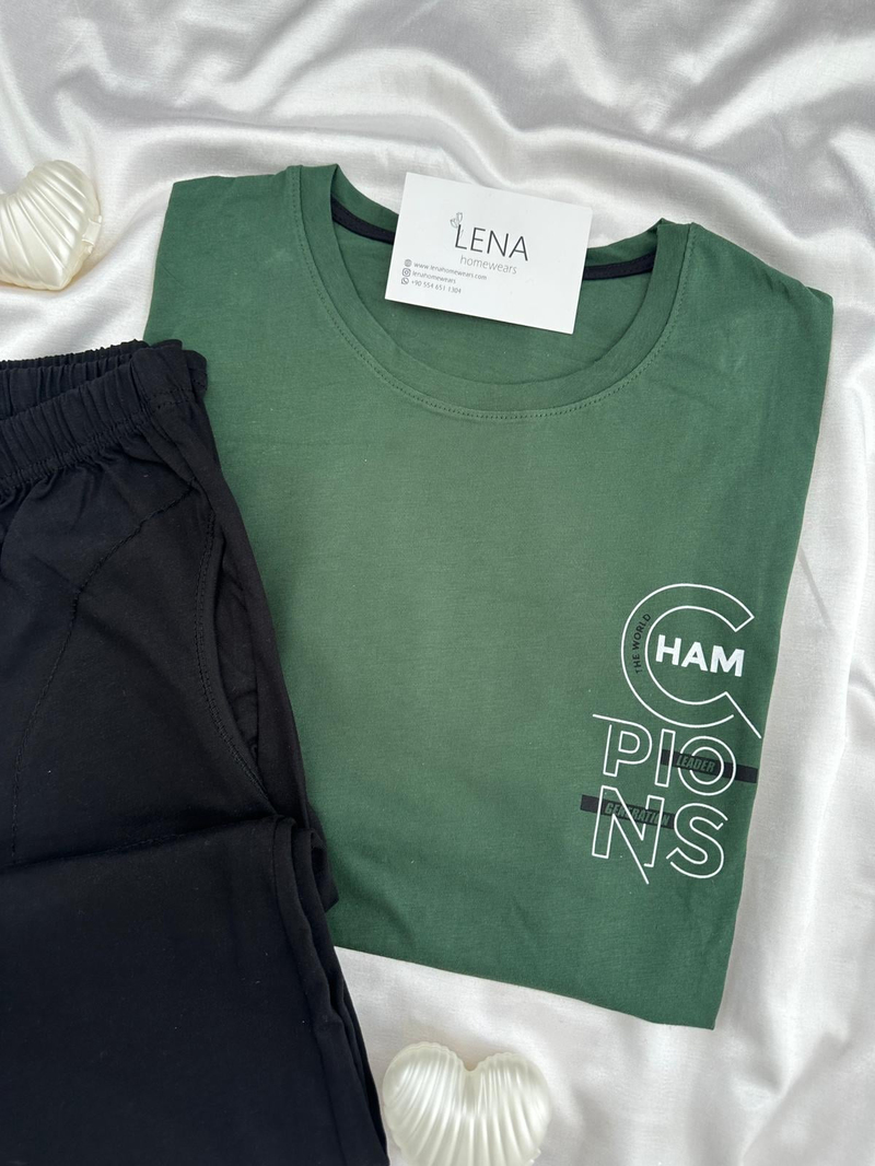 Yeşillim 4 Parça Çift Pijama Seti