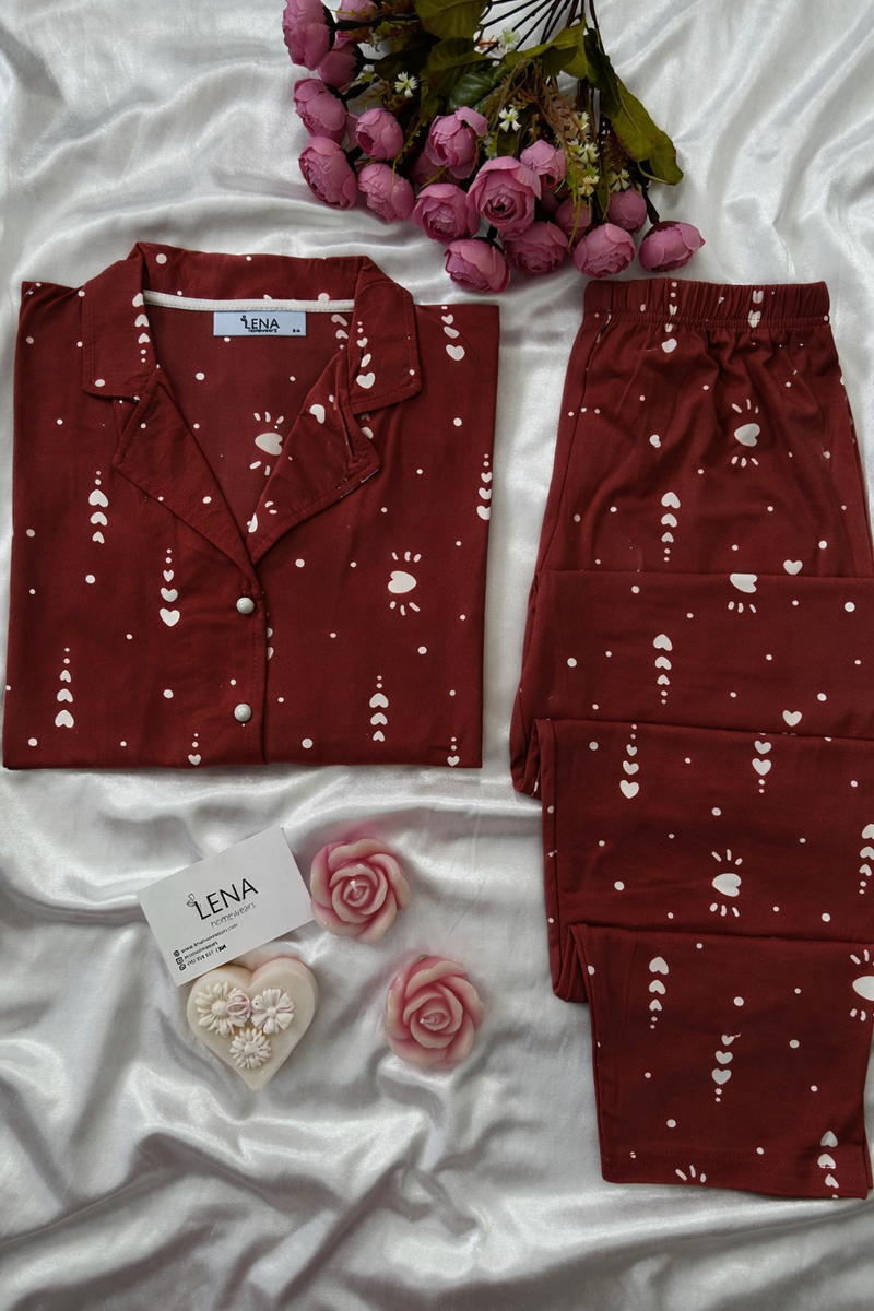 Yılbaşı Desenli Pembe Uzun Kollu Milan Pijama Takımı