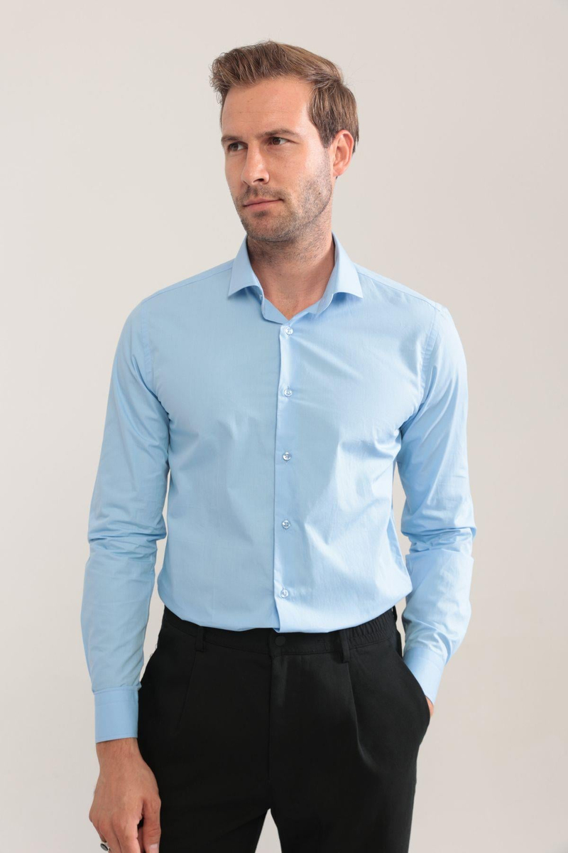Slim Fit %100 Pamuk Gabardin Erkek Gömlek