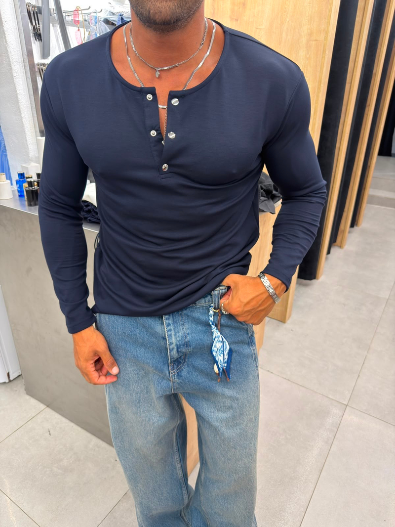 Ferel Henley Yaka Sweat Lacivert