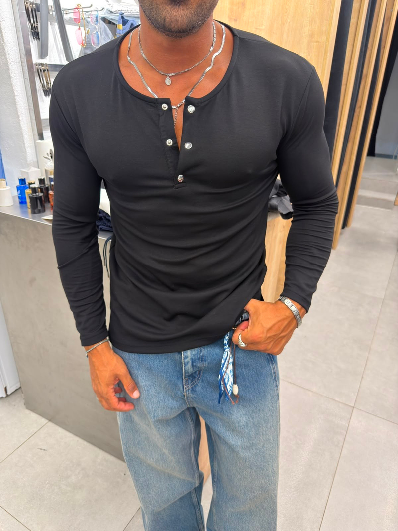 Ferel Henley Yaka Sweat Siyah
