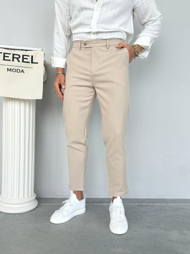 Slimfit Kumaş Pantolon Krem
