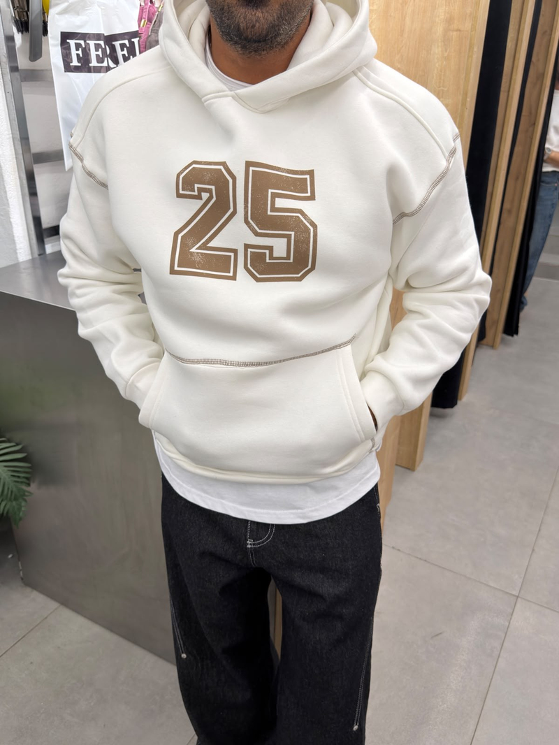 Vamos Yıkamalı Sweatshirt Beyaz