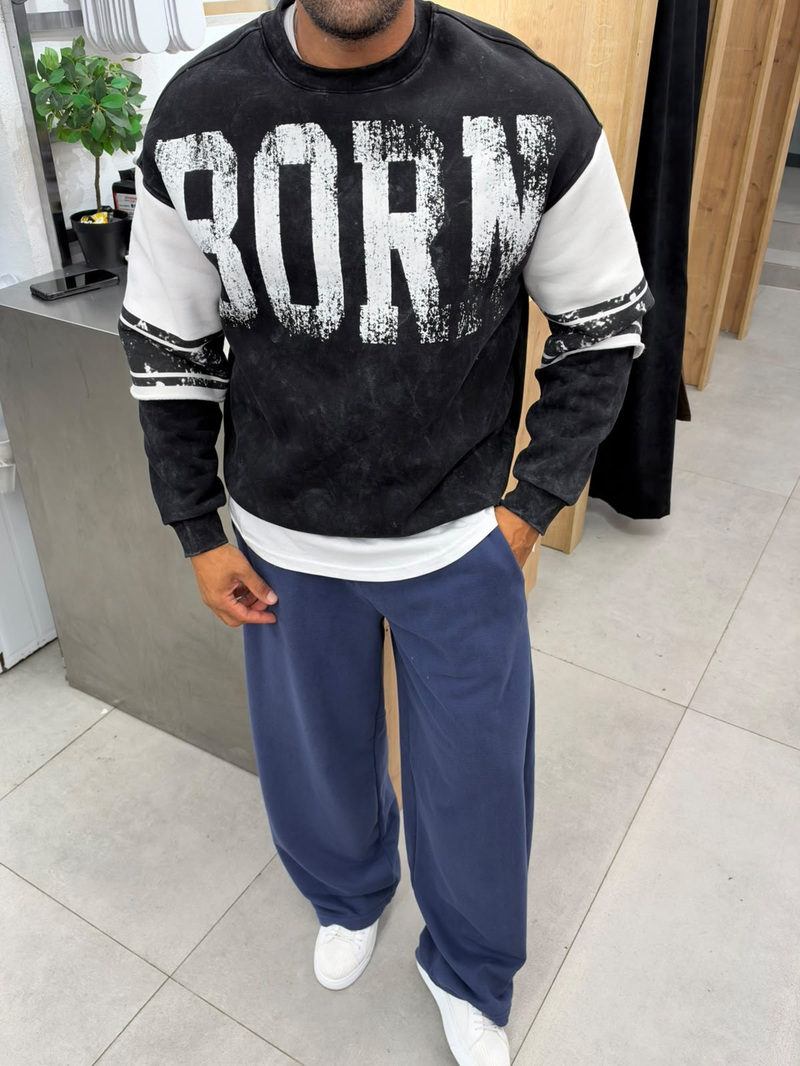 Vamos Yıkamalı Sweatshirt Siyah