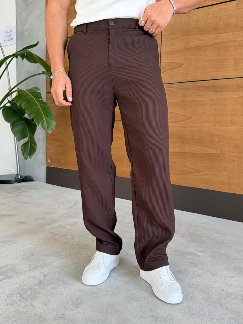 We11 Fitilli Ottoman Pantolon Kahve