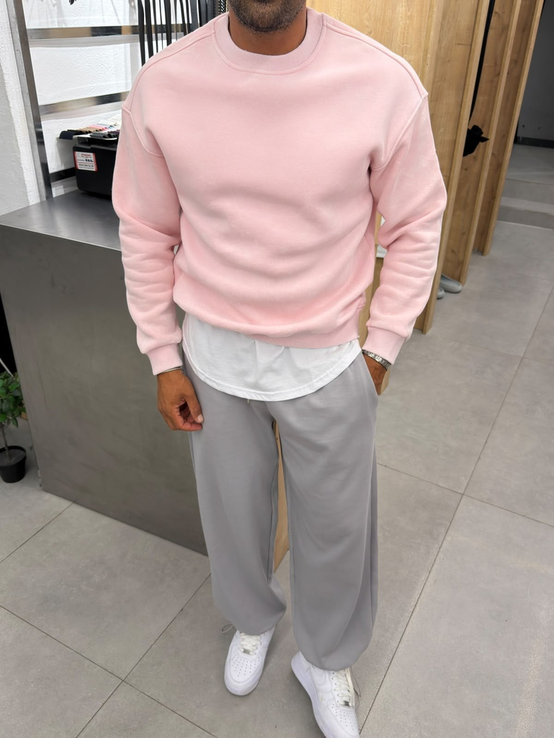 Yıkamalı Basic Sweat Pembe