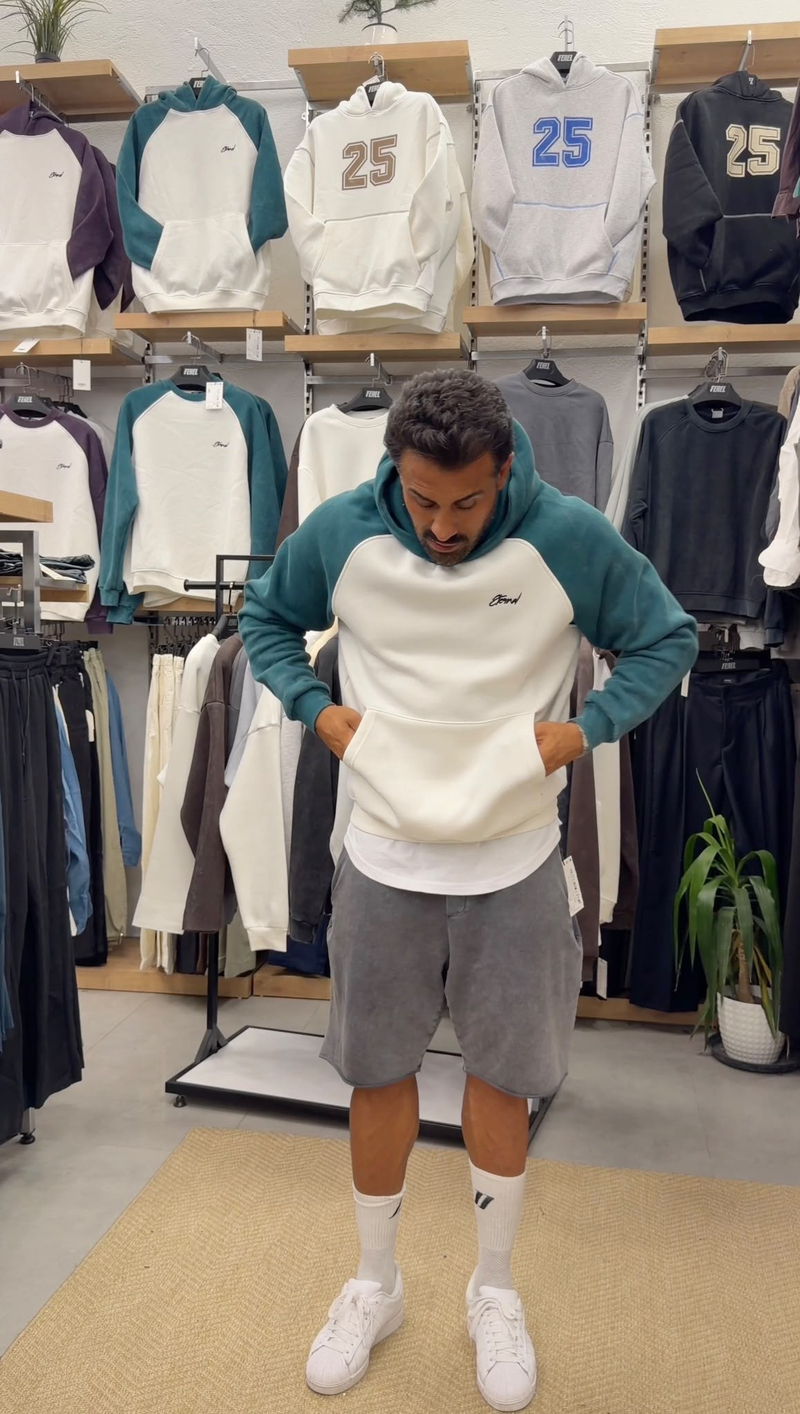 Yüksek Kalite Yıkamalı Sweatshirt Beyaz Yeşil
