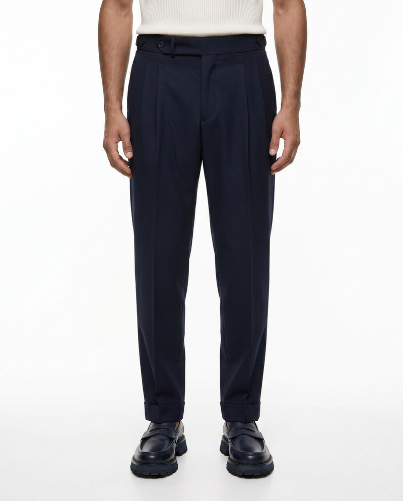 Barri Double-Pleated Pants Navy