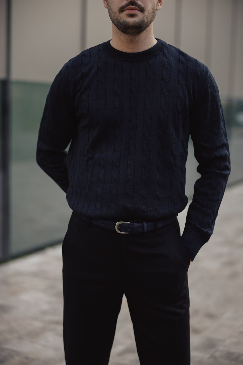 Full Fisherman Sweater Navy