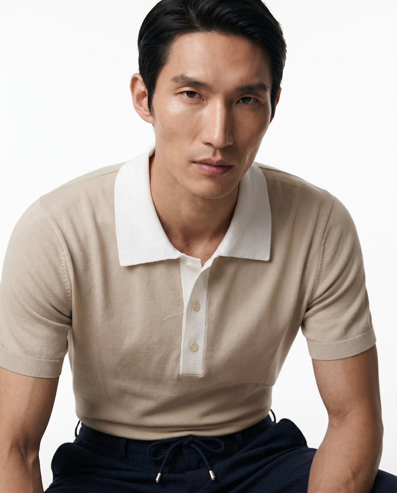 Core Knit Triko T-Shirt Bej