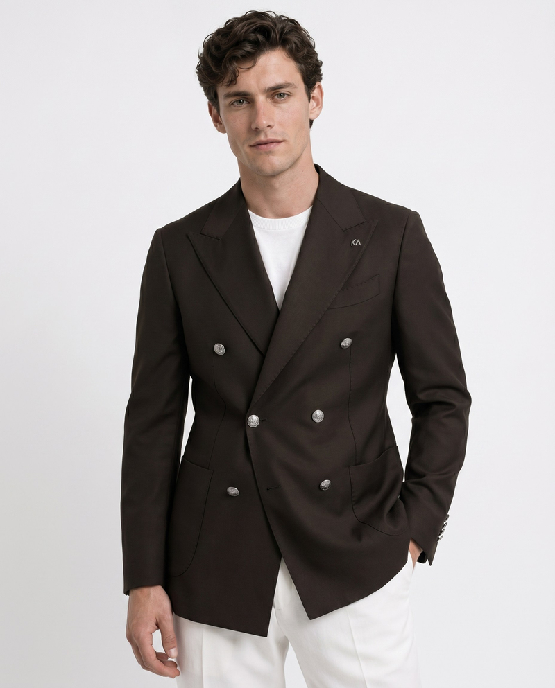 Drake Double-Breasted Jacket Brown