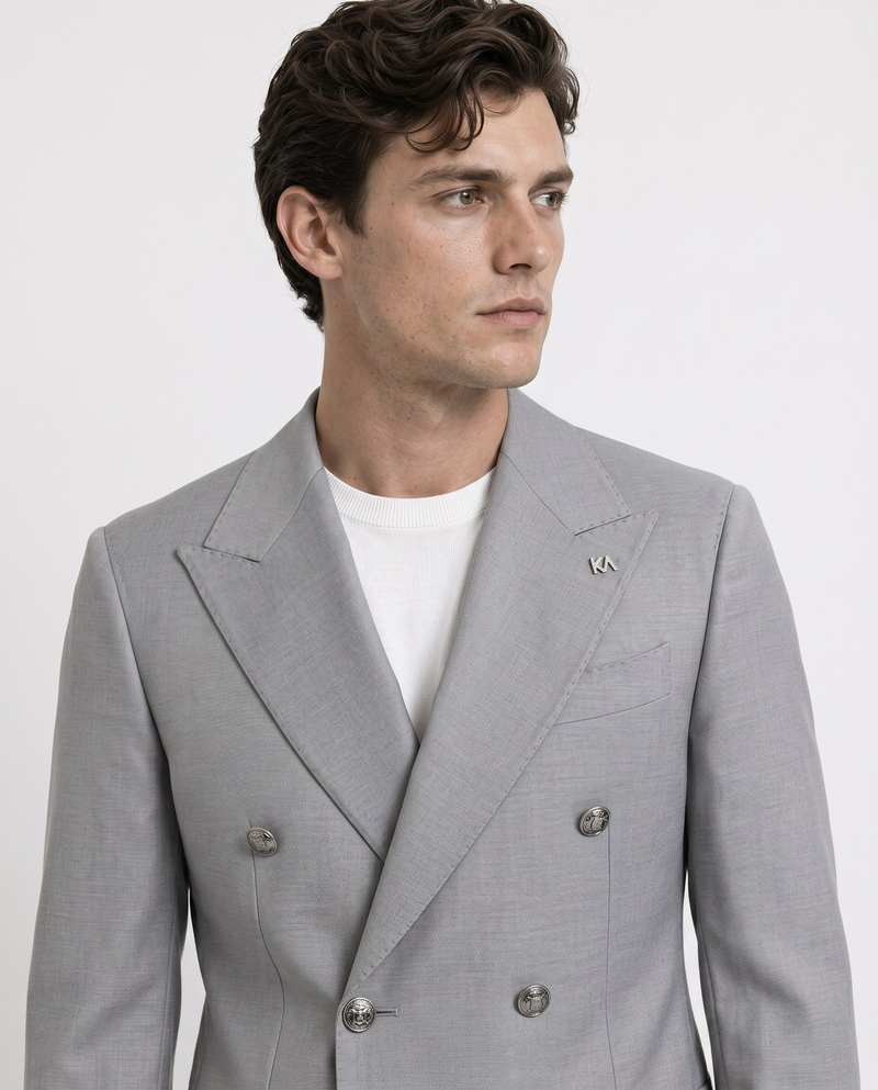 Drake Double-Breasted Jacket Grey