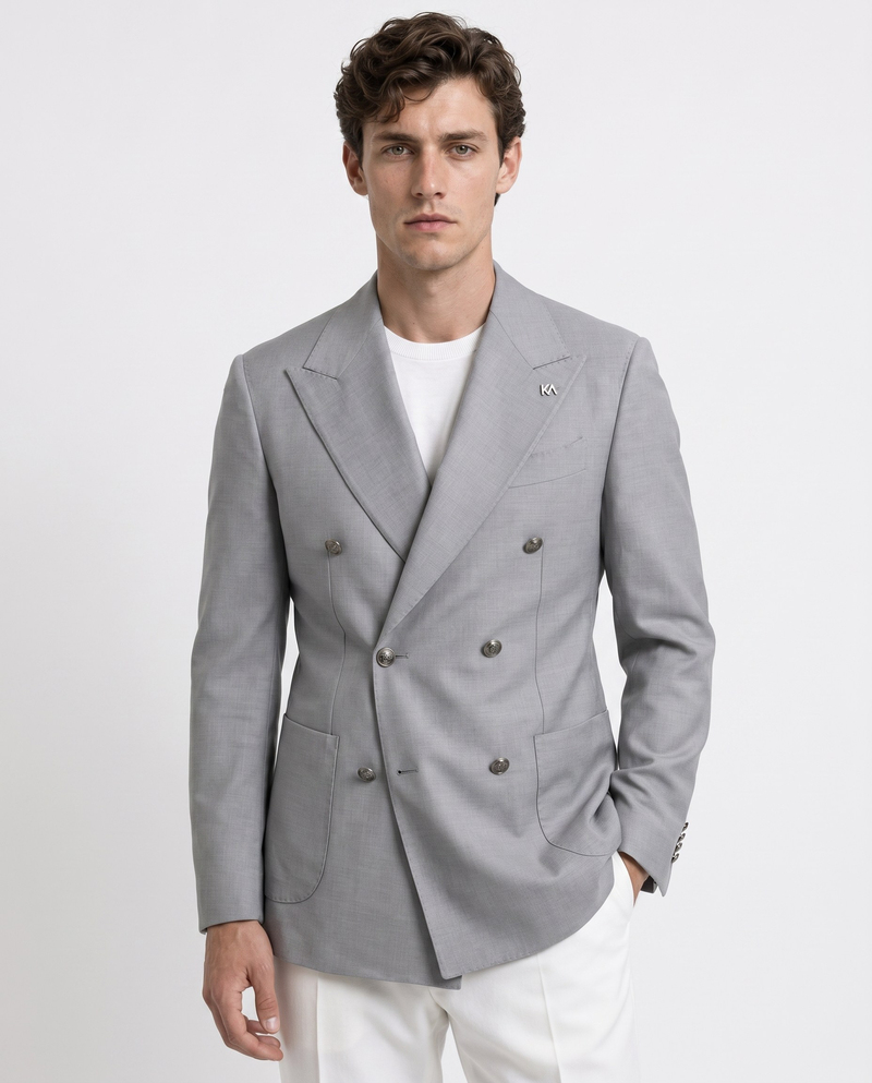 Drake Double-Breasted Jacket Grey