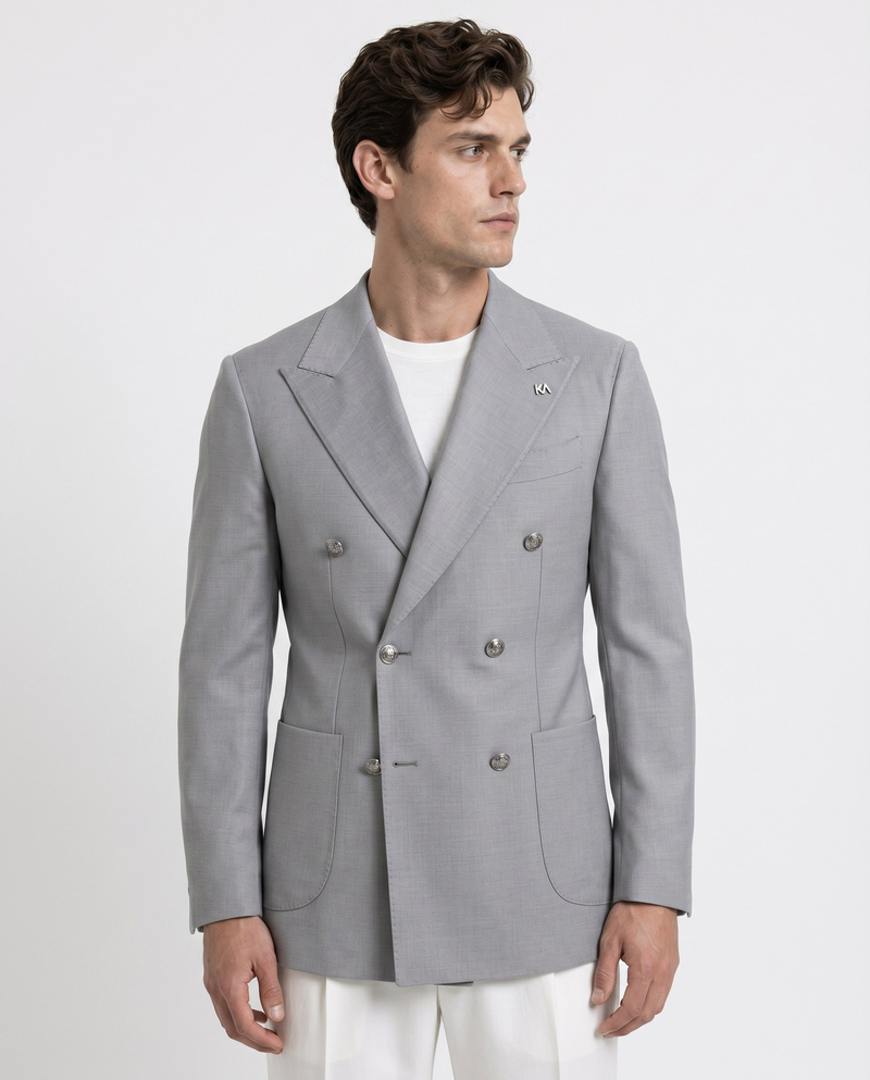 Drake Double-Breasted Jacket Grey