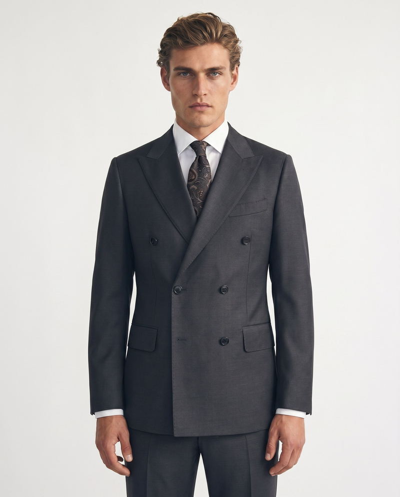 Chalire Double-Breasted Suit Grey