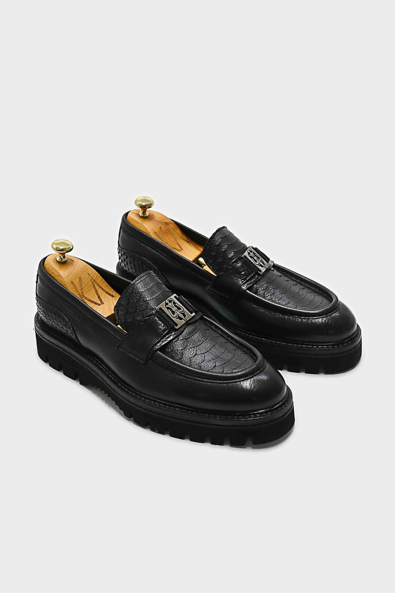 Loafer Ayakkabı Siyah Floter Anaconda