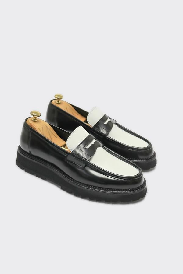 Loafer Ayakkabı Siyah-Beyaz Açma