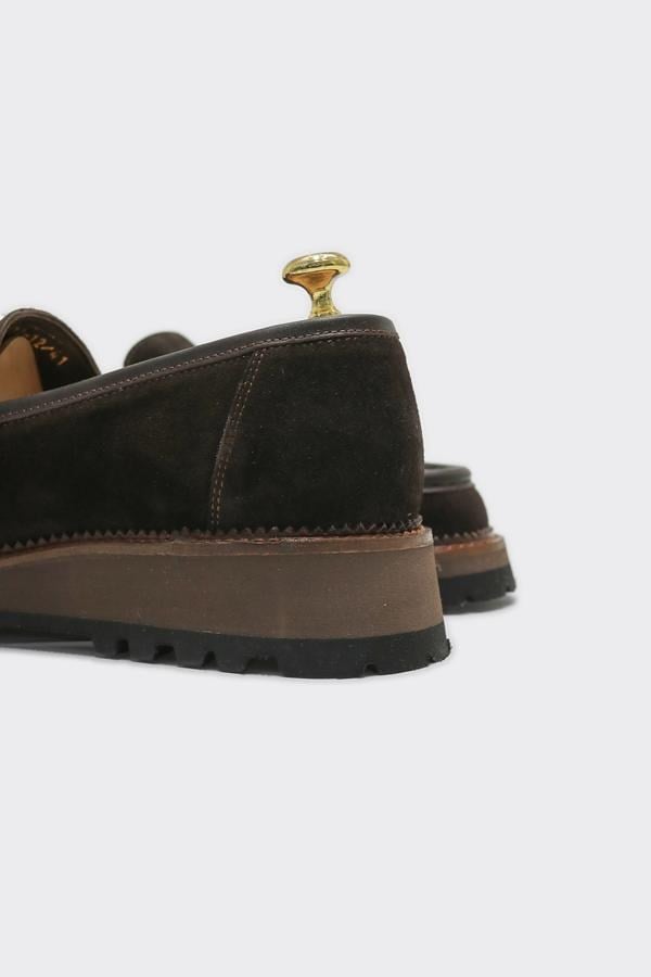 Loafer Ayakkabı Kahverengi Süet Biye