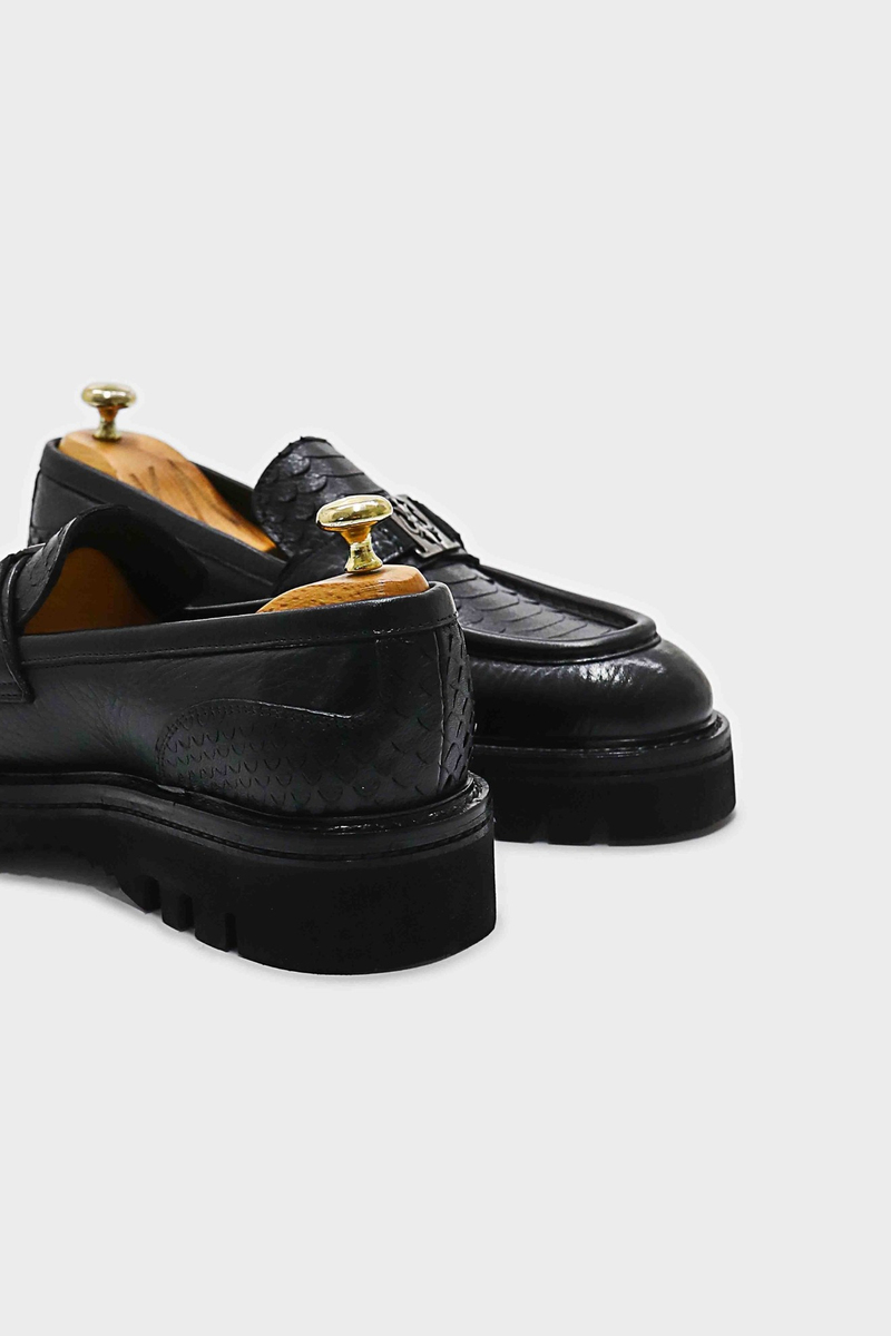 Loafer Ayakkabı Siyah Floter Anaconda