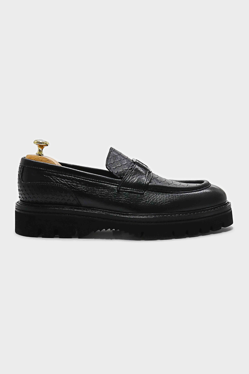 Loafer Ayakkabı Siyah Floter Anaconda