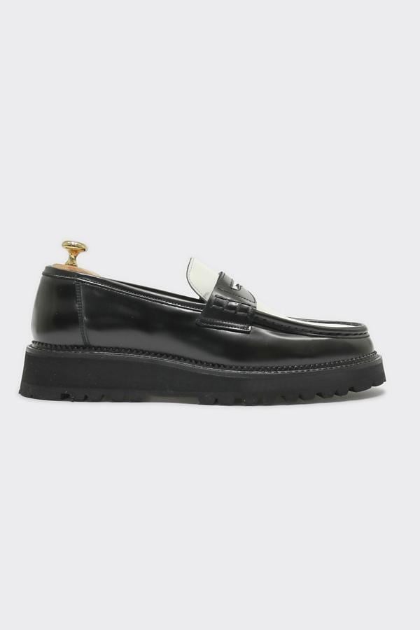 Loafer Ayakkabı Siyah-Beyaz Açma