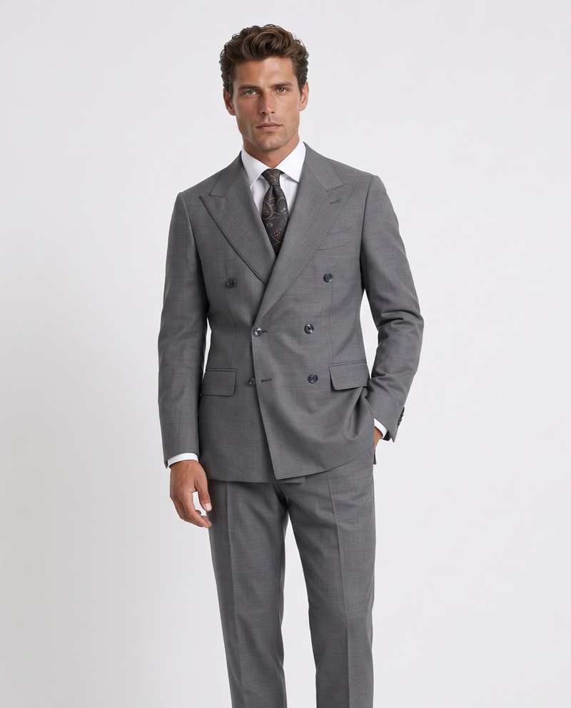 Orleans Double-Breasted Suit Grey