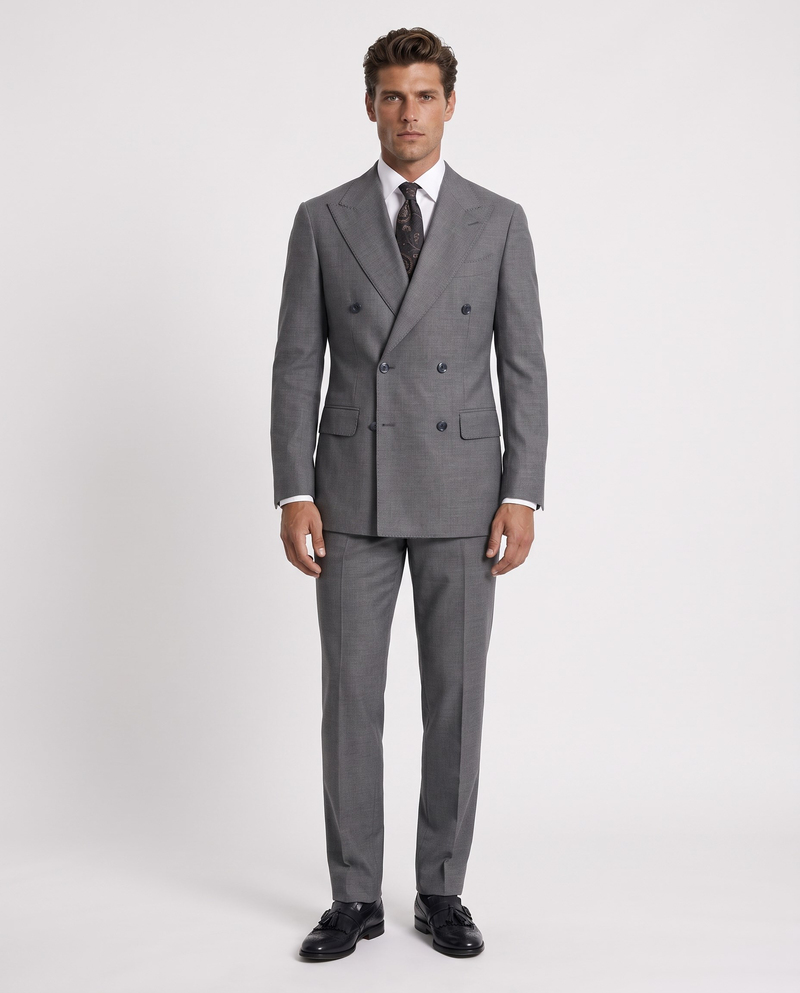 Orleans Double-Breasted Suit Grey