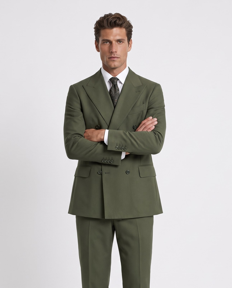 Orleans Double-Breasted Suit Khaki