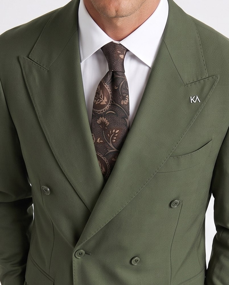 Orleans Double-Breasted Suit Khaki