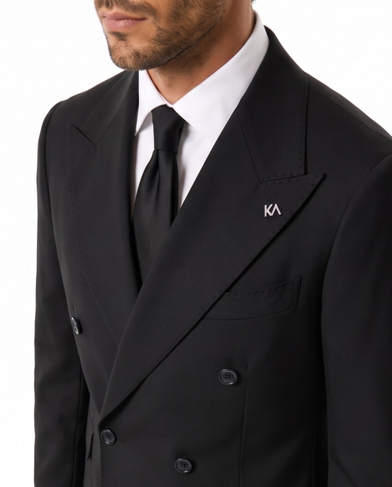 Orleans Double-Breasted Suit Black