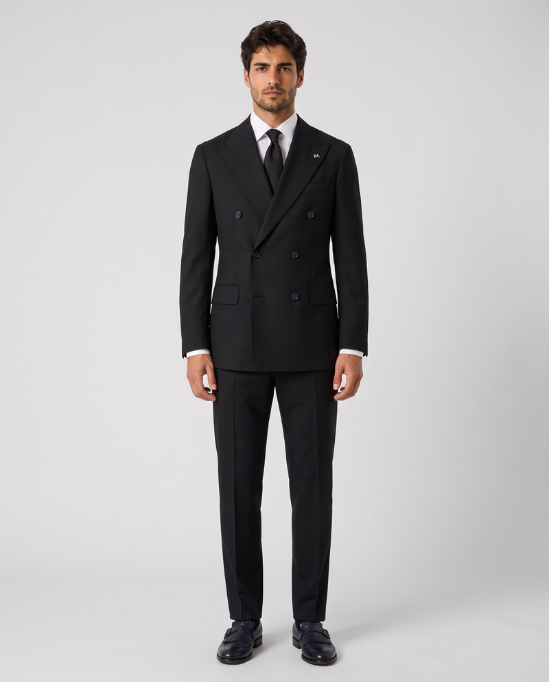 Orleans Double-Breasted Suit Black