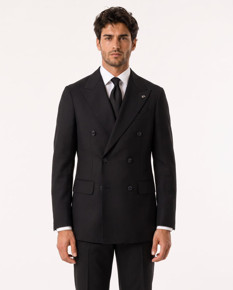 Orleans Double-Breasted Suit Black