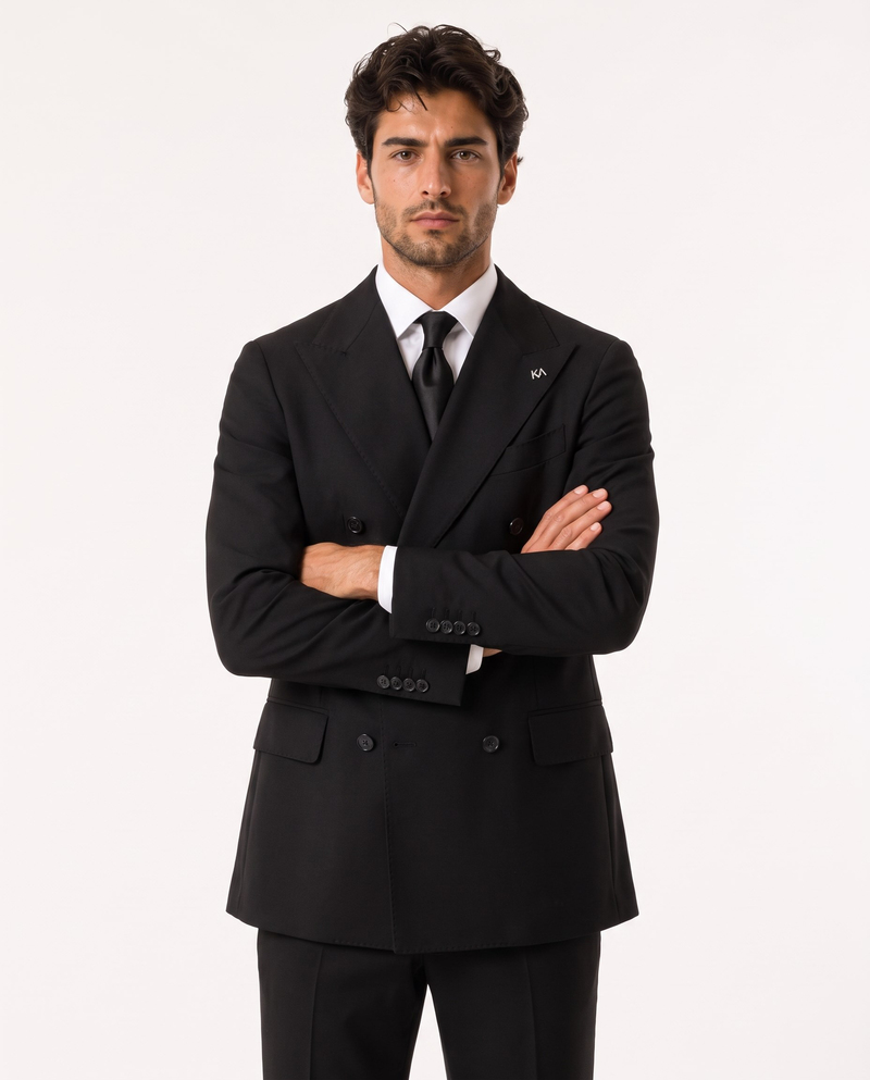 Orleans Double-Breasted Suit Black