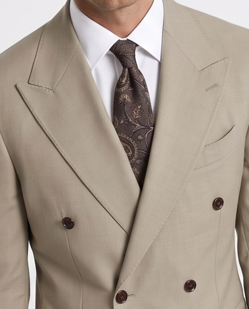 Orleans Double-Breasted Suit Milky Brown
