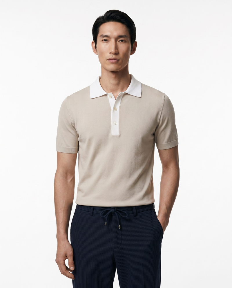 Core Knit Triko T-Shirt Bej