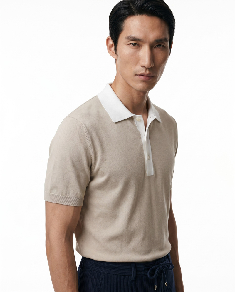 Core Knit Triko T-Shirt Bej