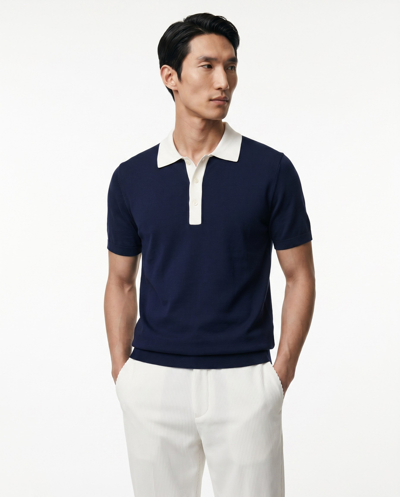 Core Knit Triko T-Shirt Lacivert