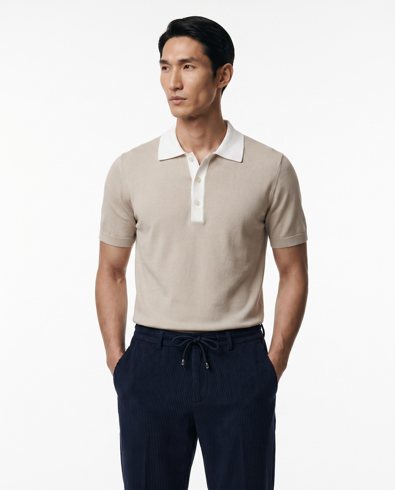 Core Knit Triko T-Shirt Bej